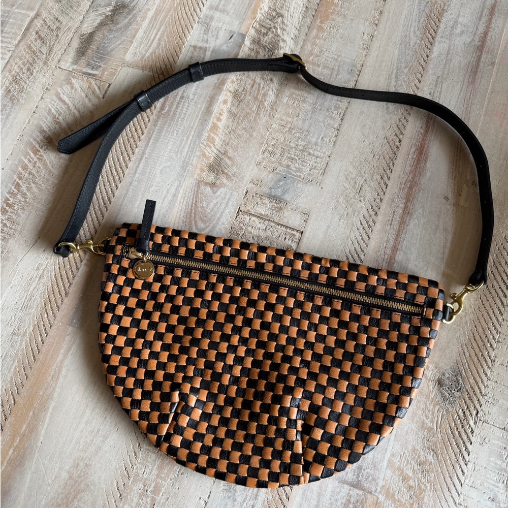Clare V Black and Brown Woven Grande Fanny Bag